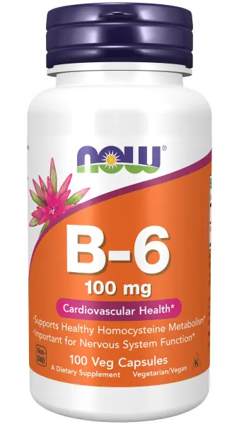 A bottle of vitamin b-6 is shown.