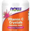 A bottle of vitamin c crystals is shown.