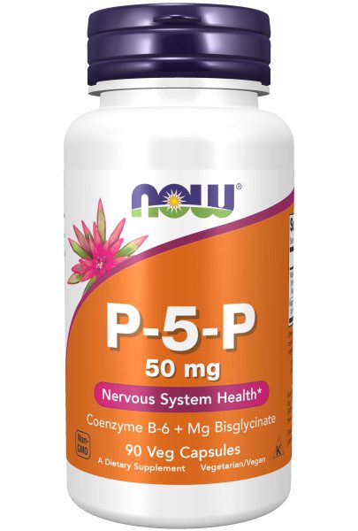 A bottle of now p-5-p is shown.