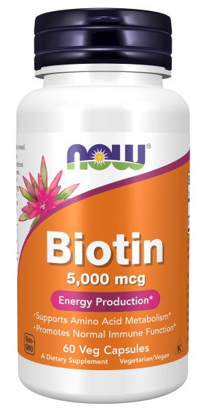 A bottle of biotin is shown.