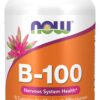 A bottle of vitamin b-1 0 0 is shown.