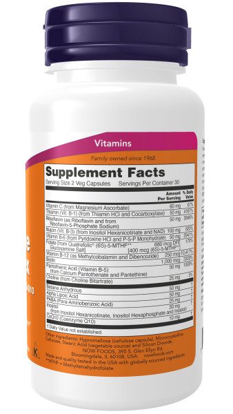 A bottle of vitamin supplement facts and ingredients.