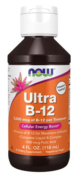 A bottle of vitamin b-1 2 is shown.