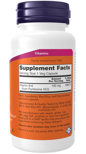 A bottle of vitamin b-6 supplement facts.