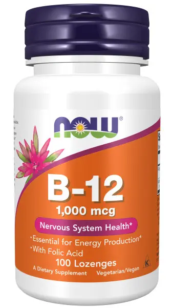 A bottle of vitamin b-1 2 is shown.