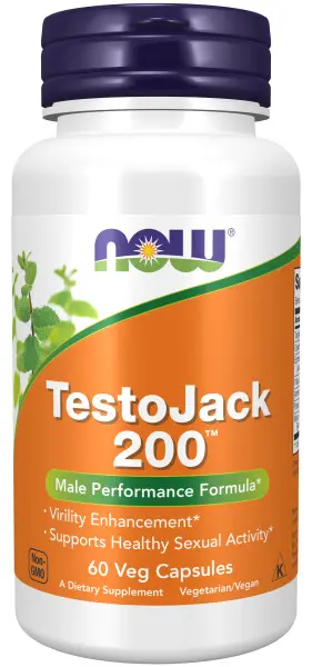 A bottle of testojack 2 0 0 by now foods.