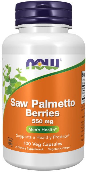A bottle of saw palmetto berries 5 5 0 mg