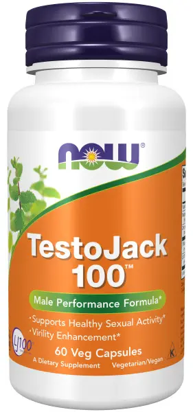 A bottle of testosterone booster is shown.